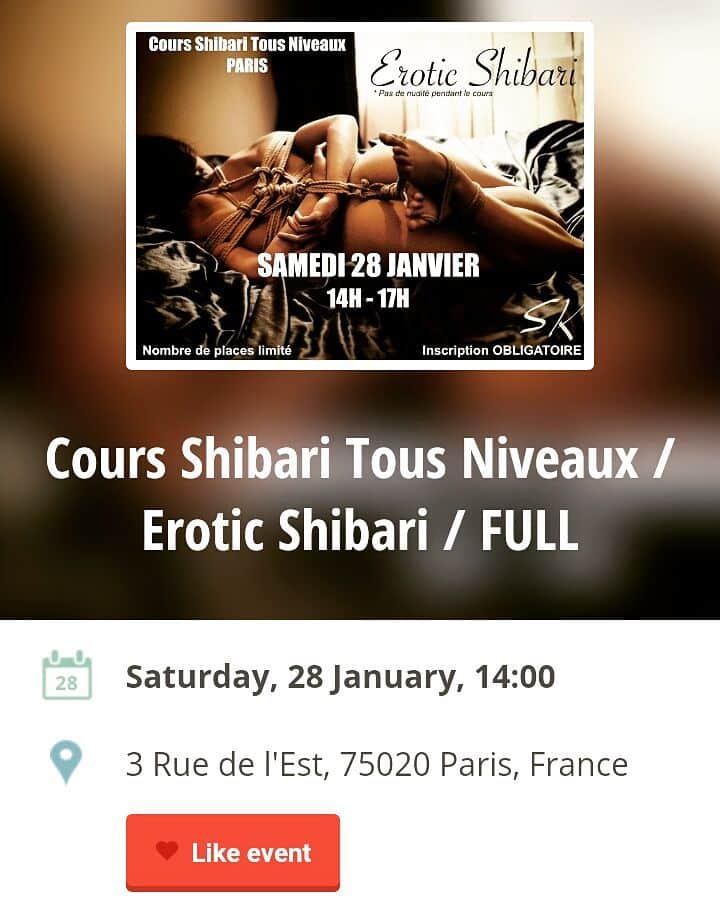 Cours shibari paris : Janvier 2017
